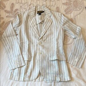 Rugby, Ralph Lauren - White and Blue Striped Linen Jacket